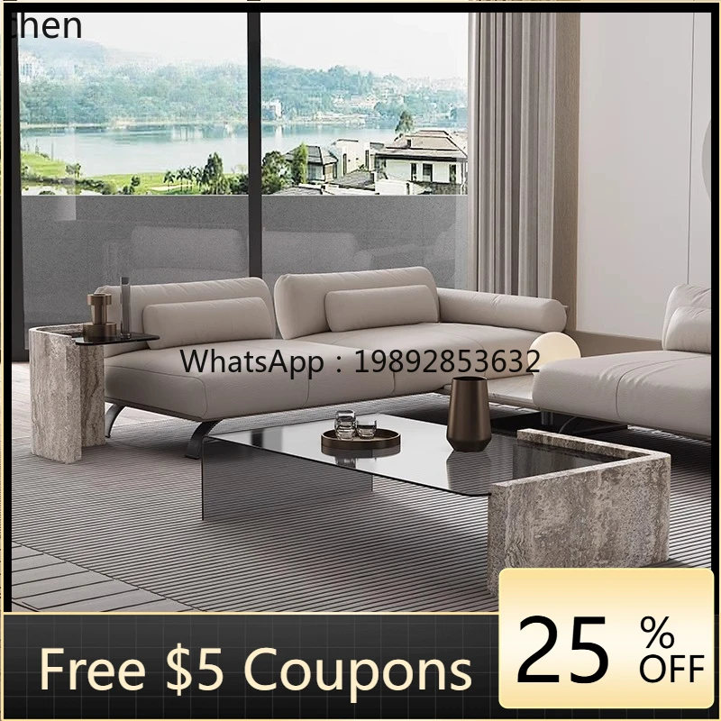 

HH light luxury marble tempered glass edge living room minimalist furniture