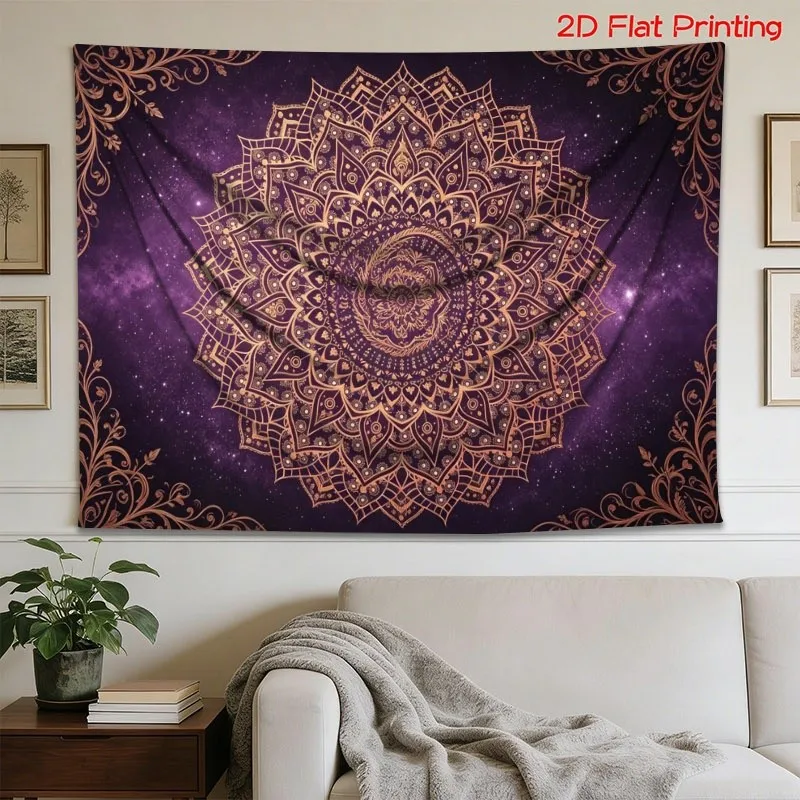 Bohemian Mandala Galaxy Tapestry Wall Hanging Purple Boho Decor Spiritual Cosmic Print for Living Room Bedroom Home Art Decorati