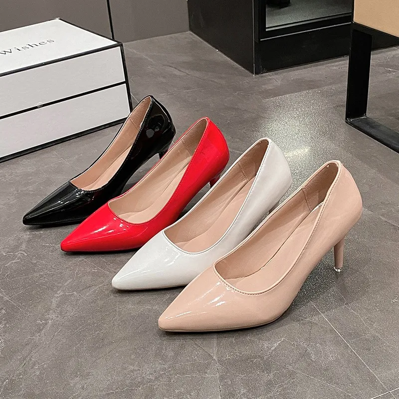 Ladies High Heels Shoes Sexy Pointed End Black Fashion Women\'s Pumps Thin Heel Wedding Party 8cm 10cm Wedding Shoes for Women