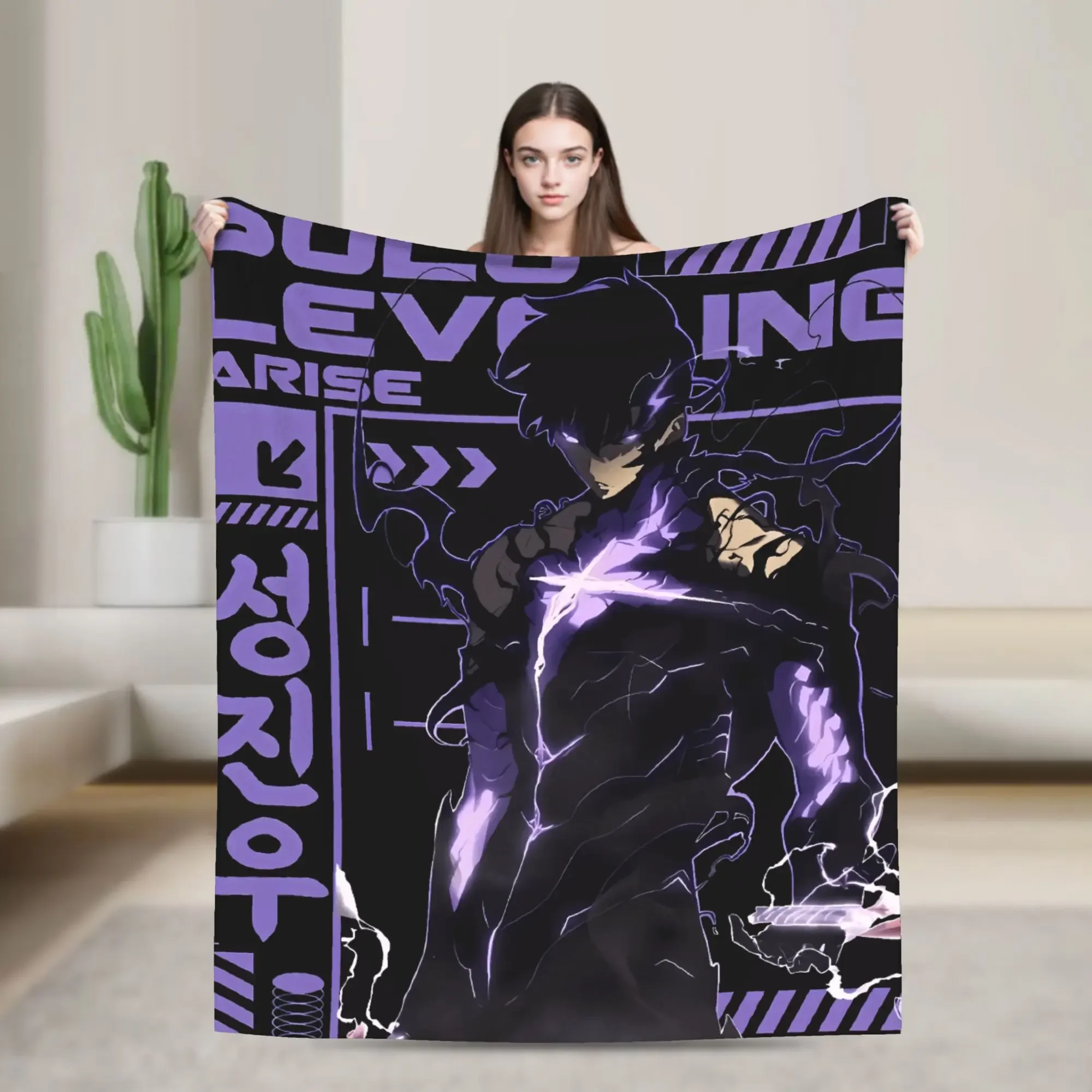 

Solo Leveling Flannel Throw Blanket Warm Soft Winter Bedspread for Boys Girls Comfortable Sofa Bed Cover for Indoor Outdoor Use