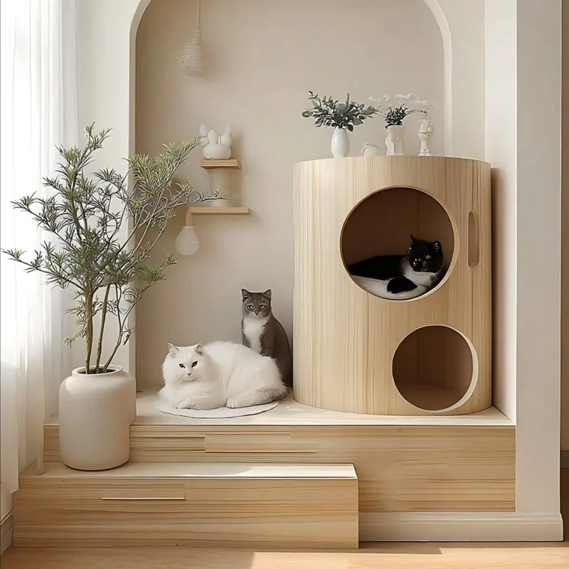 Household balcony cat nest cabinet does not occupy a simple and multi-cat large soft bag can sit cat climbing frame cat villa