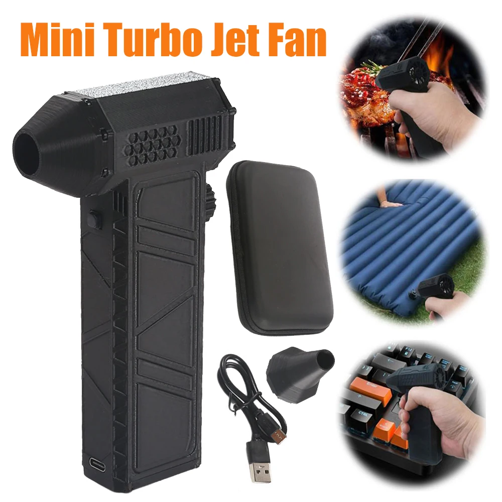 130000RPM Mini Turbo Jet Fan Brushless Motor Powerful Airflow Violent Air Blower 3000mAh Handheld Duct Fan for Computer Keyboard