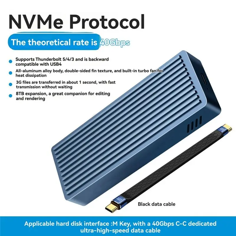 ULBS 40Gbps USB4 M.2 NVME SSD Enclosure With Cooling Fan Pcie4.0 NVME Enclosure M.2 SSD Case Compatible With Thunderbolt3/4/5