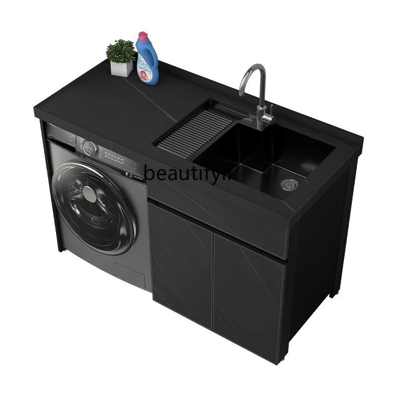 

Комбинация шкафа для стиральной машины на балконе из каменной плиты со встроенным барабанным шкафом для стирки