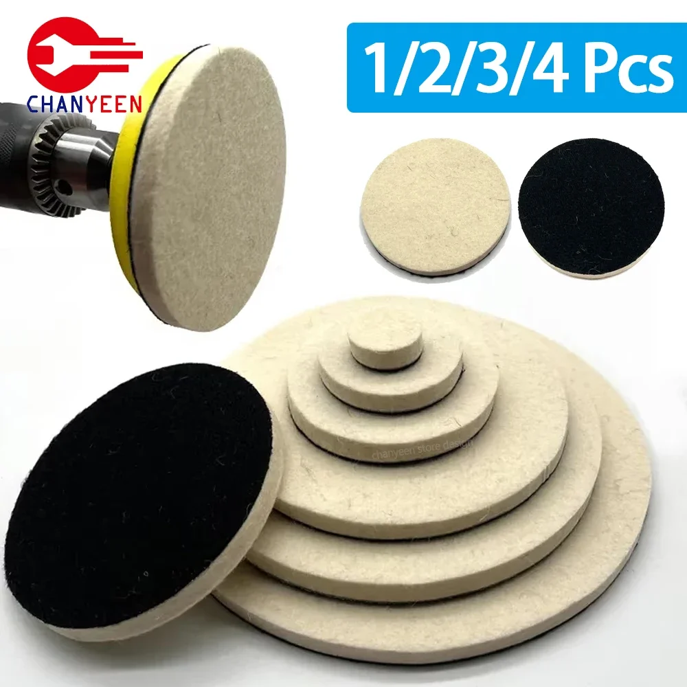 Almohadilla de pulido de fieltro de lana, rueda de 75mm, 100mm, 125mm, 150mm y 180mm para herramienta de reparación de esmalte de acero inoxidable y vidrio M10 M14, 1/4 Uds.