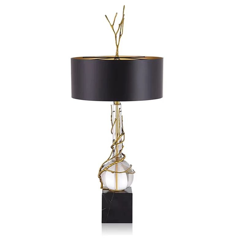 Creative branch sensory reading lamp bedroom table lamp household high-end crystal leaf table lamp