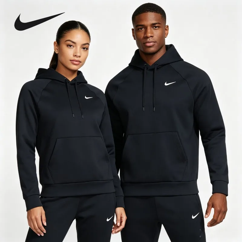 Nike Minimal Plain Hoodie Solid Color Rib Cuff Drawstring Pocket Basic Daily SweatshirtIO7833-010 1PCS