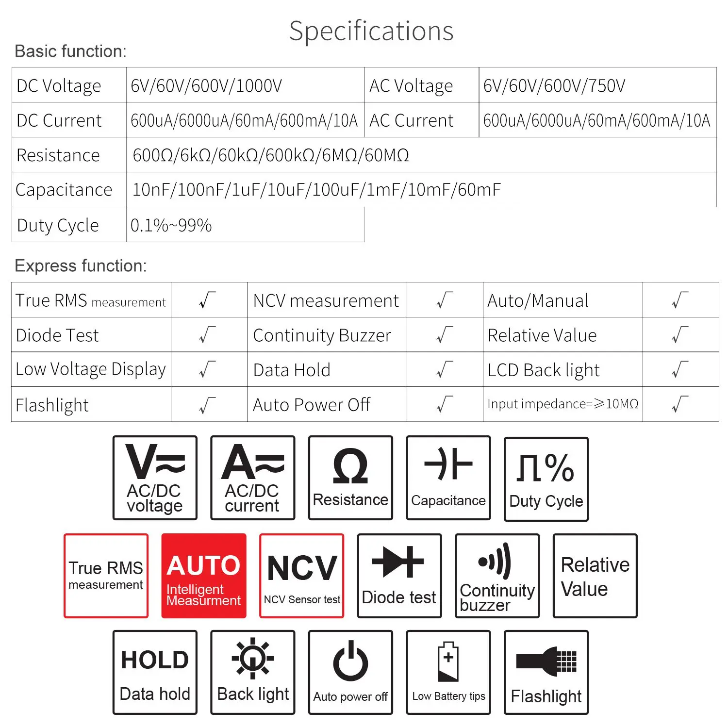 KM-DM01D Smart Digital Multimeter Anti-Burning 6000 Count with True Effective Value/NCV Measuring Universal Meter