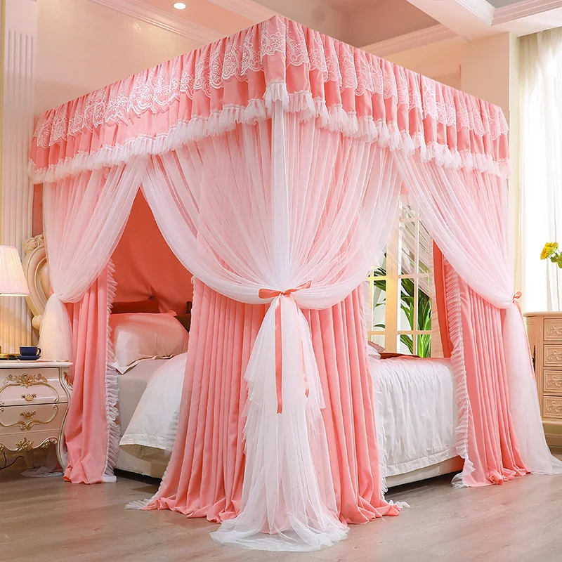 

custom. [ 21k People Collected] New High-End Princess Style Three-Door Blackout Mosquito Net Bedroom, Home Windproof Thicken