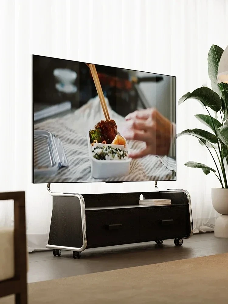Nordic-Style Portable TV Bracket Floor-Mounted Locker Universal Rack for Living Room with Wheels