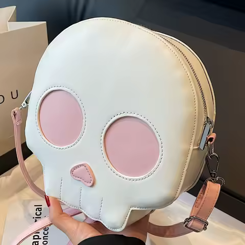 Single shoulder femininity small bag funny personality messenger bag Halloween large capacity skull bag woman