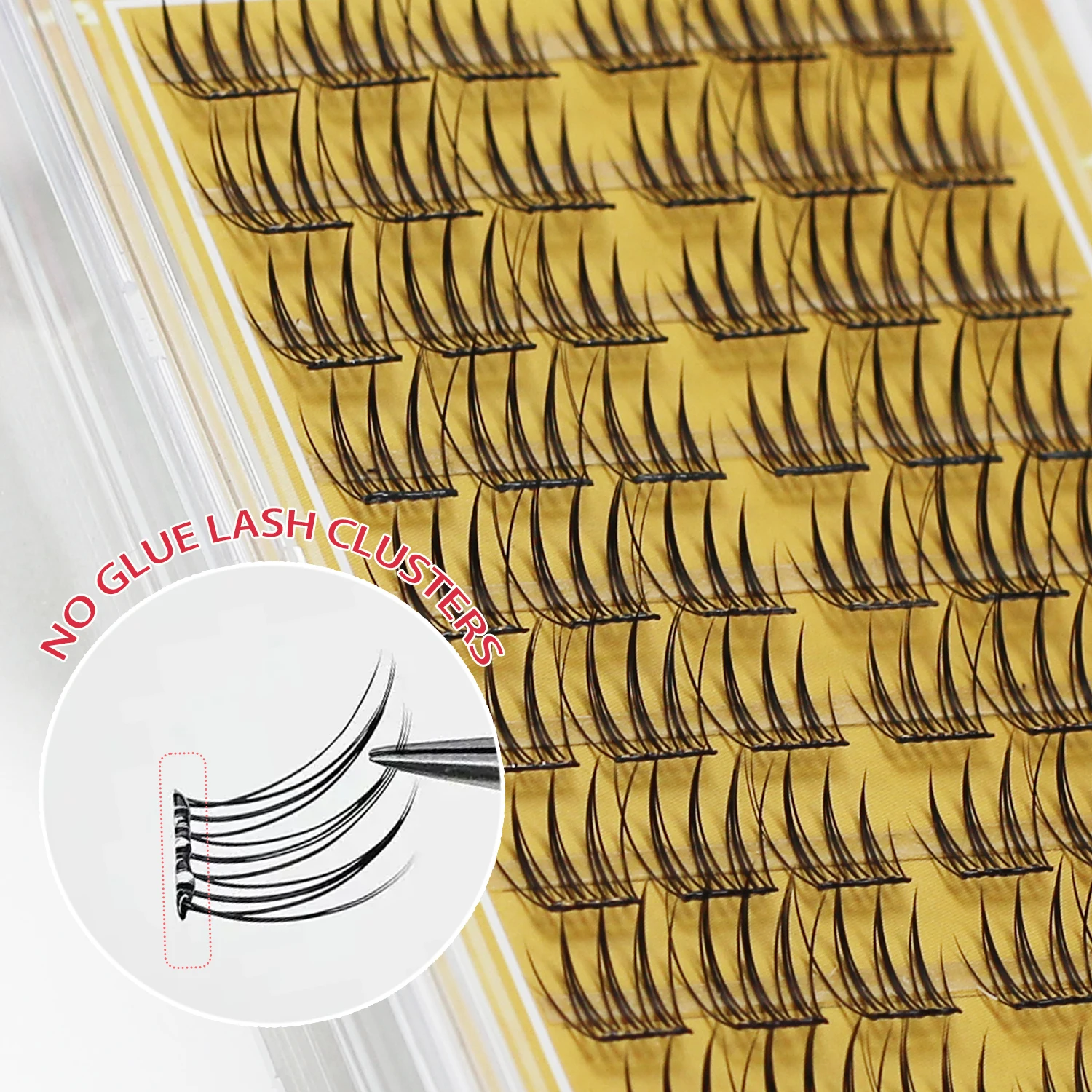 Selbstklebende Wimpernbüschel, Press-On-Wimpern 11-12 mm, C-Curl Einzelwimpern, ultradünn und leicht, 60 Stück, einfach anzubringen und zu entfernen, geeignet für Anfänger. – Detail 2