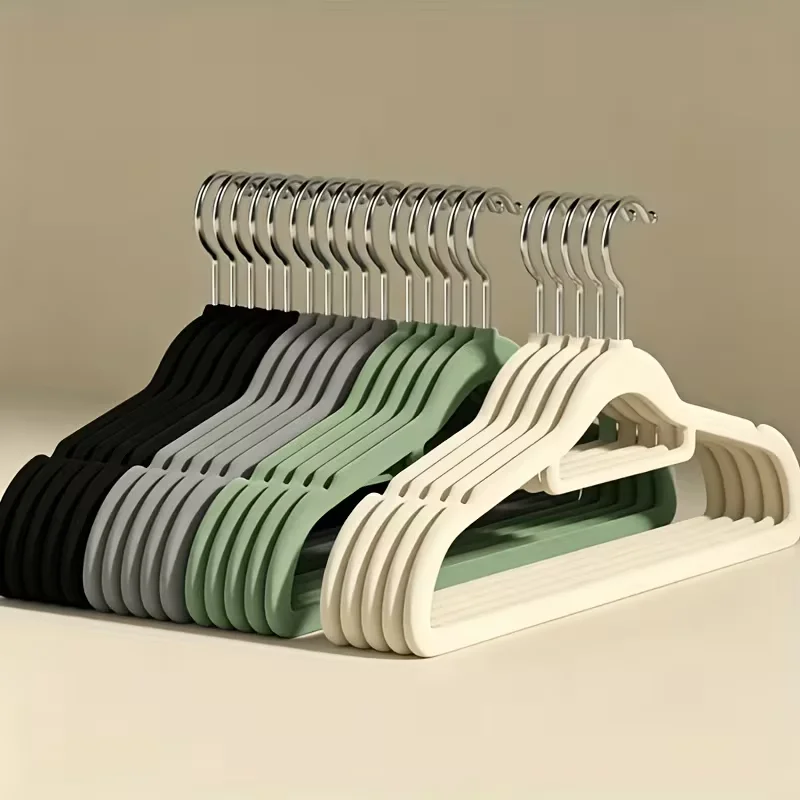 5Pcs Flocked Hangers for Organizers, Plastic Non-Slip Hangers That Don'T Leave Marks, Thickened for Adult Home Use, Flocked Hangers, Non-Marking Hangers, Flocking, Non-Slip Hangers, Household Clothes Hangers, Non-Marki
