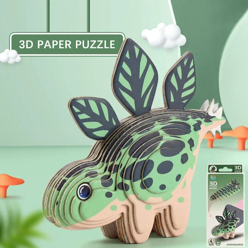 Stegosaurus 3D Paper Puzzle Kids Educational Montessori Toys Funny DIY Manual Assembly Three-dimensional Model Toy for Boy Girl