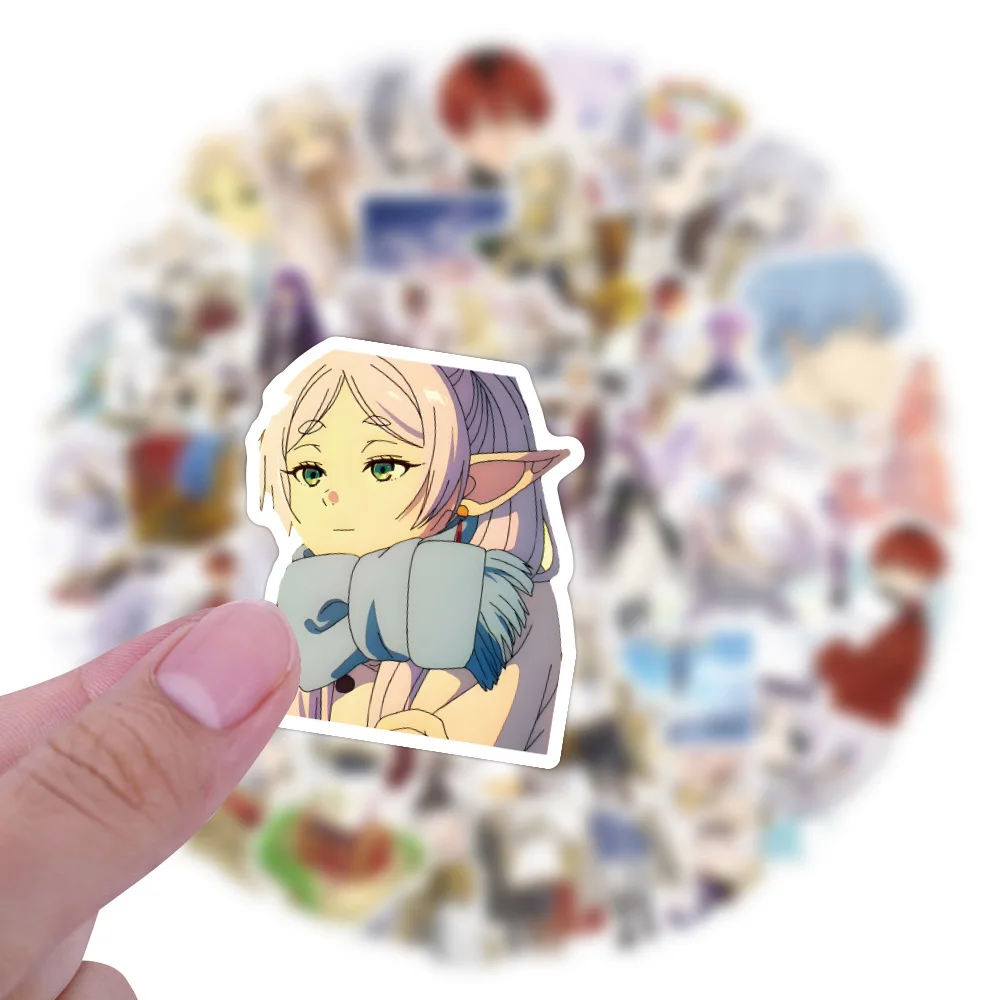 50/100 pçs anime japonês frieren: além do fim da jornada dos desenhos animados bonito adesivo diversão criativa decorativa copo de água mesa decalque brinquedos