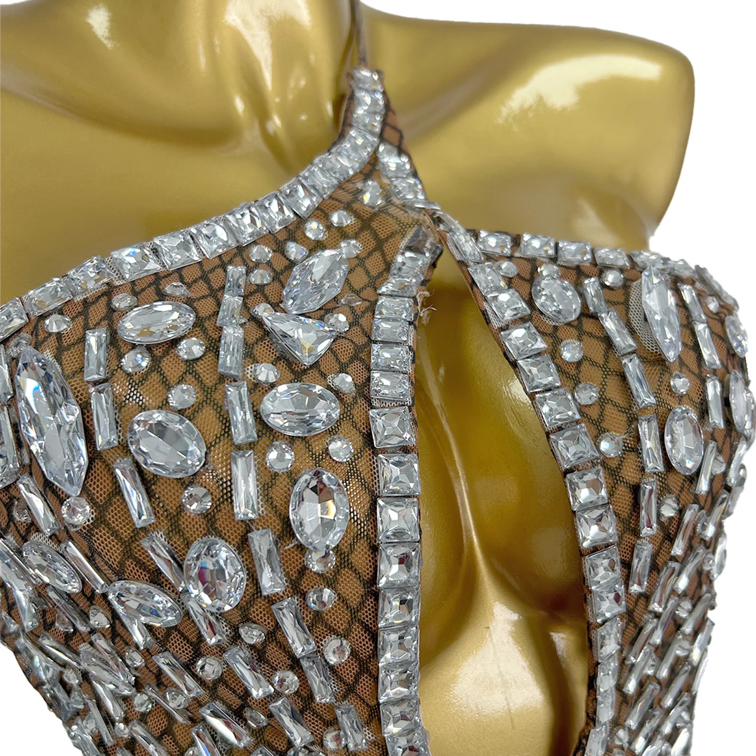 Abiti da festa da donna di lusso Juanlian Abito sexy senza schienale in rete trasparente cava Abito da spettacolo per bar Abito da ballo di compleanno festivo