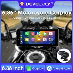 6.86 inch Motorcycle Car DVR Wireless Carplay Android Auto Portable Navigation GPS Screen Bluetooth IPX7 Waterproof Display Moto