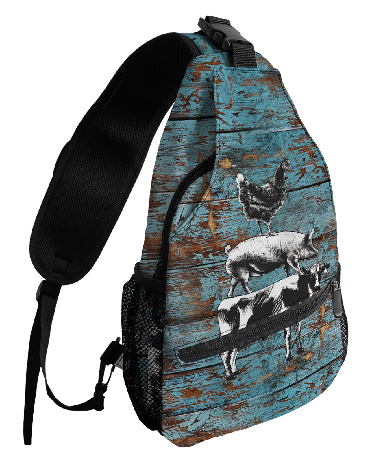 Farm Country Animal Theme Chest Bags for Women Men Waterproof Shoulder Bag Outdoor Travel Sport Crossbody Bag