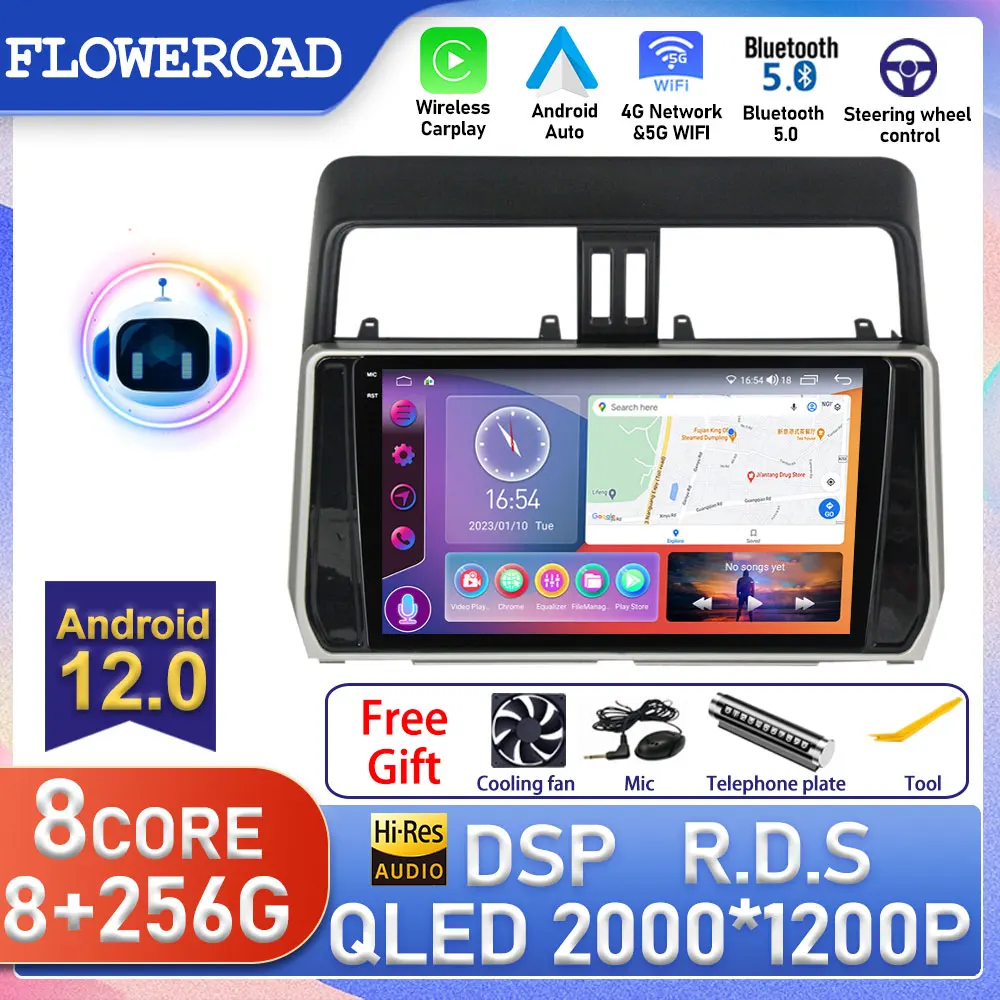 Android For Toyota Land Cruiser Prado 150 2017 - 2018 Car Radio Multimedia Video Player Navigation stereo GPS No 2din 2 Din DVD