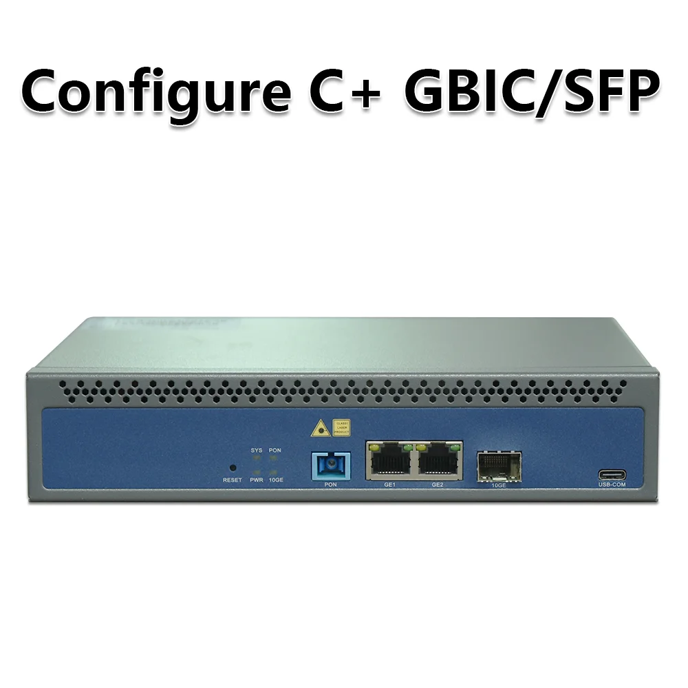 GPON OLT 1PON 128 ONU 10G Uplink C+ GBIC SFP 12V DC Power MINI GPON OLT 1 Port Compatible with HW ZTE ONU