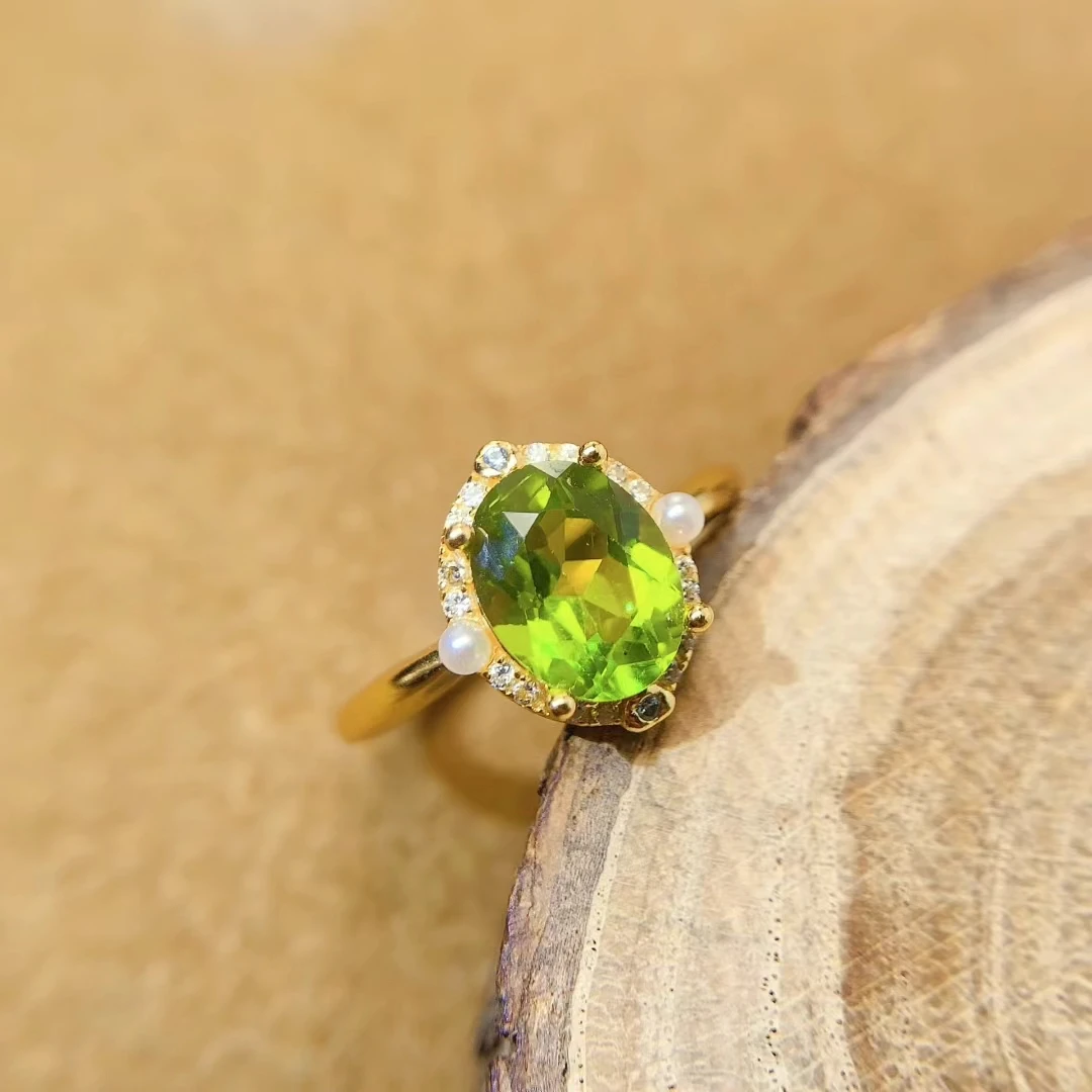 

KJJEAXCMY Natural Peridot S925 silver exquisitely Ring Full of Simple,Elegant Simple Design Jewelry Bestseller for Birthday
