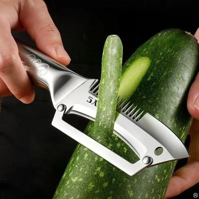 Multi-Function Stainless Steel Peeler Cutter Onion Thread Tool Shredder Slicer Peeling Three-In-One Kitchen Tool