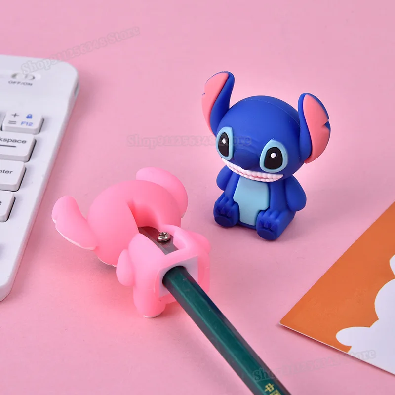 Disney Stich Pencil Sharpener Cute School Supplies Lilo & Stitch Angel Stationary Portable Manual PVC Penknife Kids Study Tool