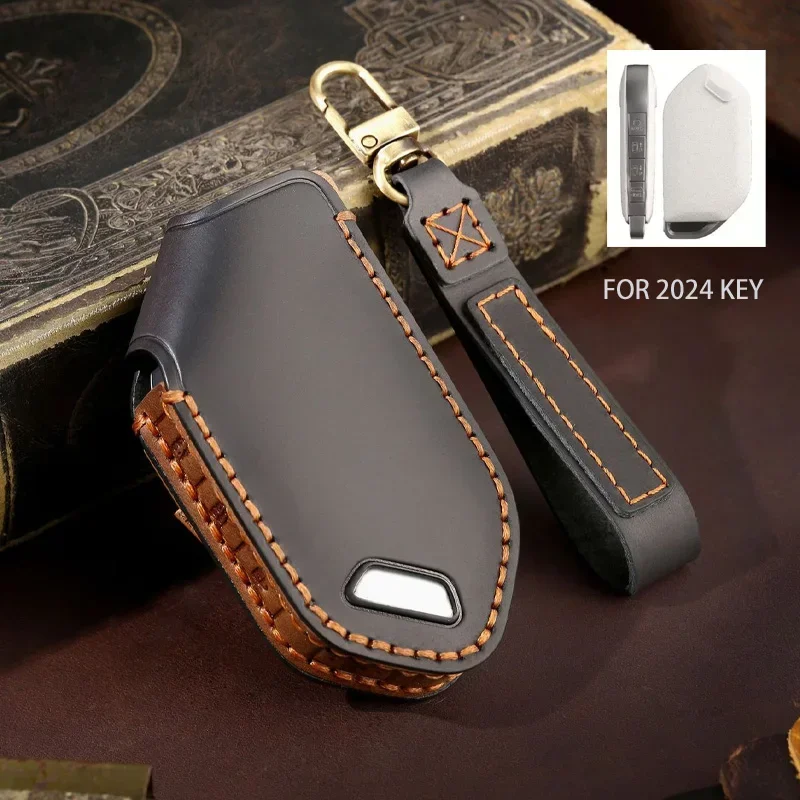 

1pc 5/6/7/8 Bottons Leather Car Key Case Cover Keychain for 2024 Kia Carens Picanto GT Line Carnival K8 Rio Telluride