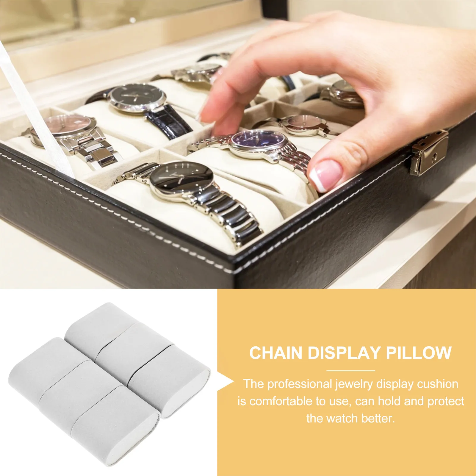 6Pcs Jewelry Display Pillow Watch Cushion Soft Comfortable Holder for Wristwatch Bracelet Bangle Chain Display Cushion