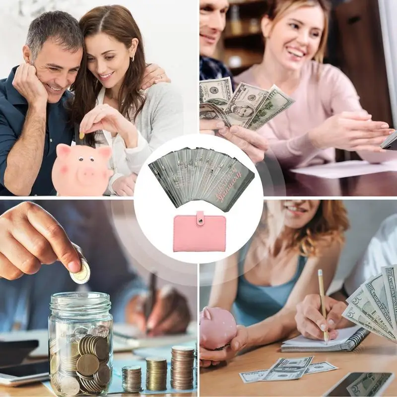 Money Challenge Binder A6 Waterproof Money Organizer With Zipper Tear-Resistant Binder Wallet For Home Work School Reusable Mone