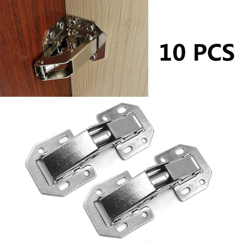 5Pcs 1.5mm Thickness Steel Hydraulic Concealed Cabinet Hinges Half Overlay Door Furniture Kitchen Mounting Screws Included