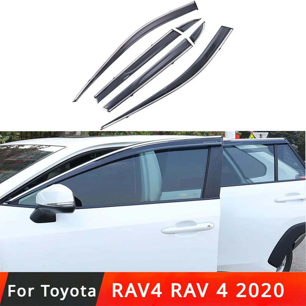 

Chrome Window Trim Accessories Window Visors Weathershields Wind Rain Guard Shades For Toyota RAV4 RAV 4 2020