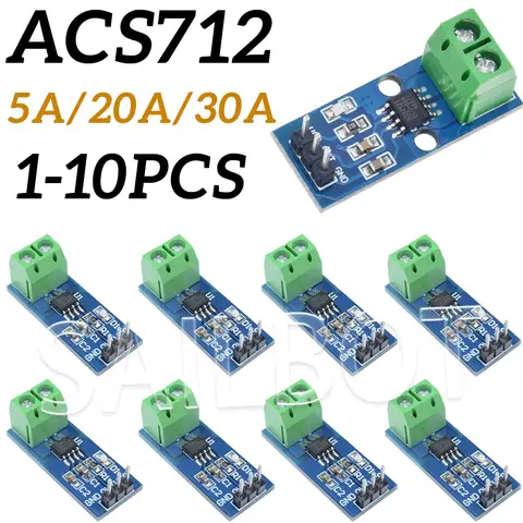 Module de capteur de courant Hall ACS712 5A 20A 30A, modèle ACS712 pour carte de détection de courant Arduino AC DC, 1 à 10 pièces