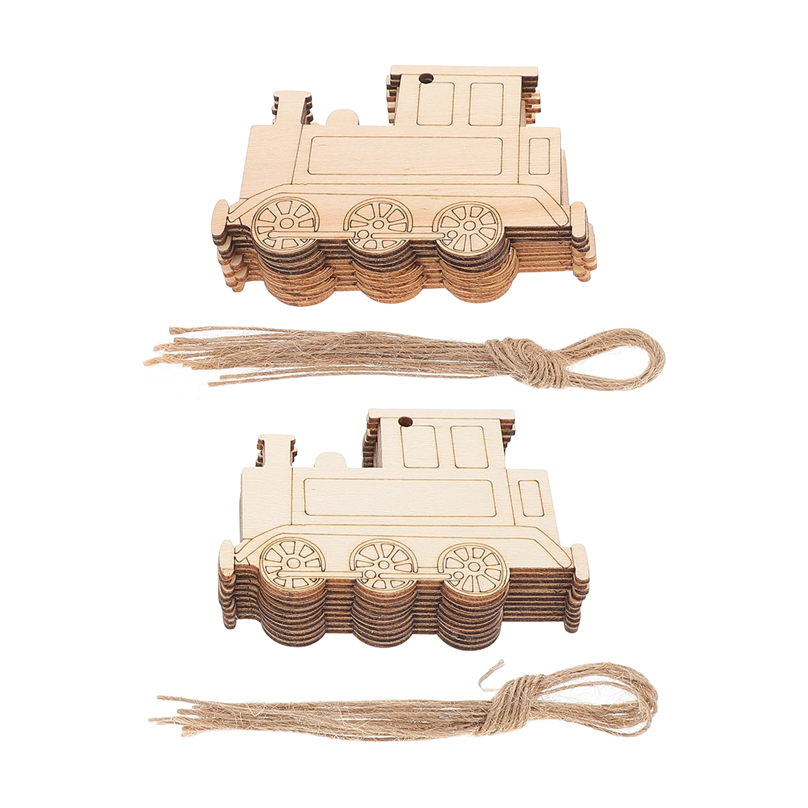 

20pcs Wooden Decorative Hanging Pendant Christmas Train Crafts DIY Bamboo Ornaments Blanks Sewing Accessories