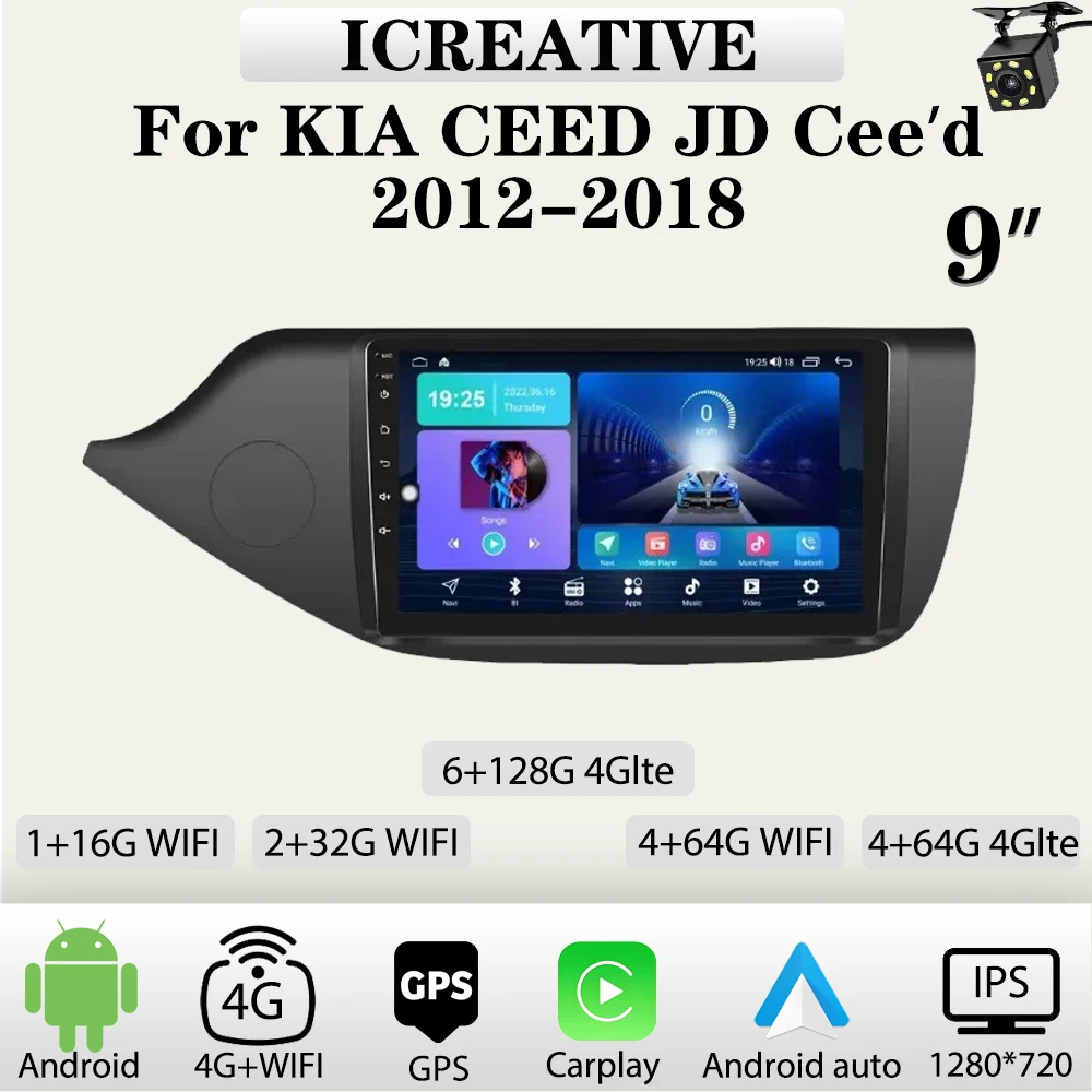 

Android Car Radio for KIA CEED JD Cee'd 2012-2018 Multimedia Carplay Player 9‘’ Screen Stereo Autoradio Head Unit Navigation GPS