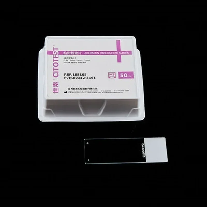 50pcs Positive Charge Treated Surface Adhesion Microscope Slides Microscopio Glasses Slices TVE Tools Lens