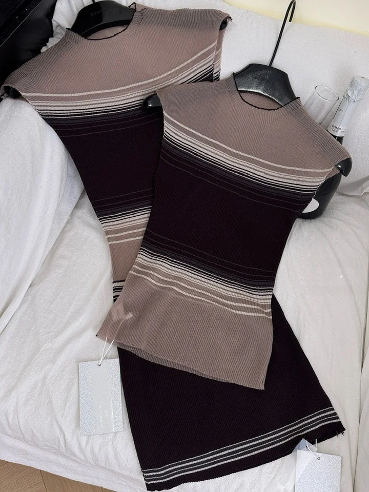 Hoge elastische kleur Blo gebreide Me Sve Dr dames zomer slim fit en rok hoge taille Koreaanse Sle woon-werkverkeer