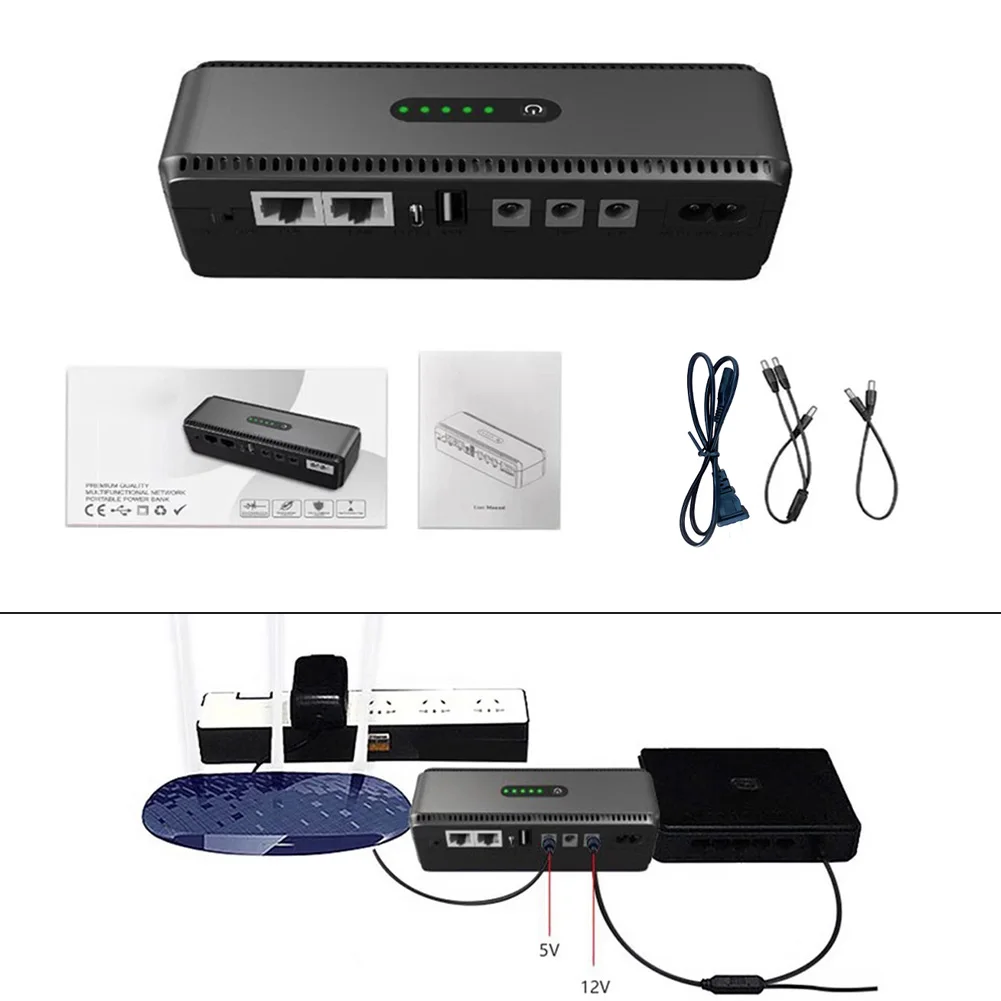 UPS 10400mAh DC 5V 9V 12V POEs 15V 24V Dual Output 18W Portable Backup Power For Router Modem Switch Camera Access Control