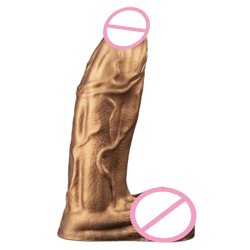 JYBL Hero Silicone Huge Dildo - Realistic Design Sensual Toy for Couples' Play Rainbow Gold Grey
