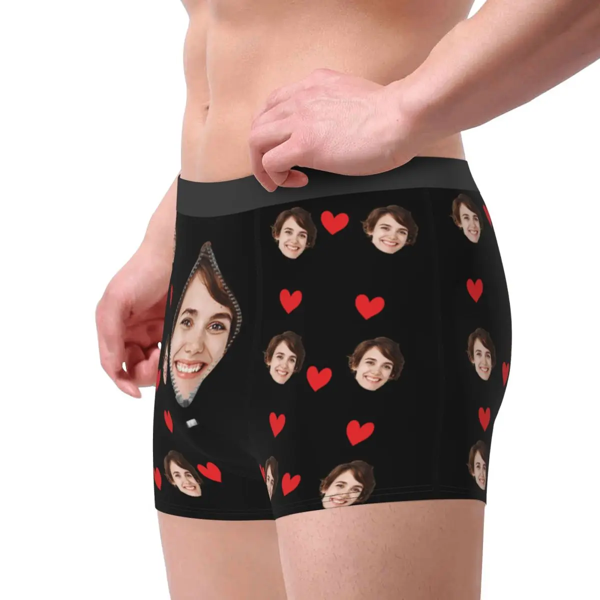 Men\'s Custom Personalized Face Photo  Long Underwear Fashion Boxer Briefs Shorts Panties Homme Polyester Underpants S-XXL