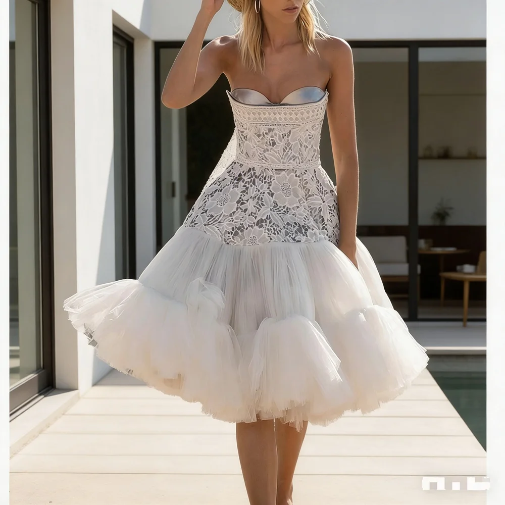 

Customized Elegant Short Ball Gowns Wedding Dresses Sweetheart Lace Brides Dress Women Vestidos De Novias Evening Gowns 2026