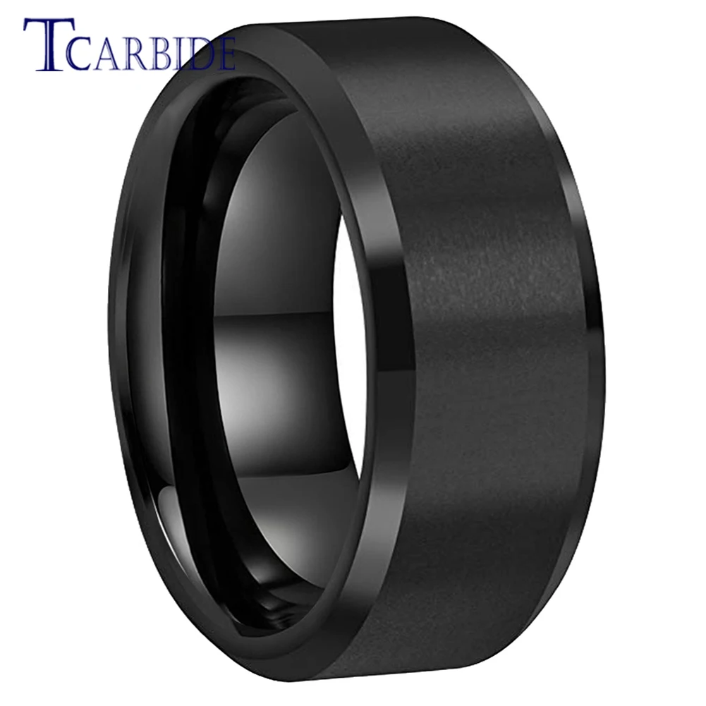 

TCarbide 10mm Tungsten Engagement Wedding Band For Male Men Satin Ring 4 Colors Available Bevel Edges Comfort Fit