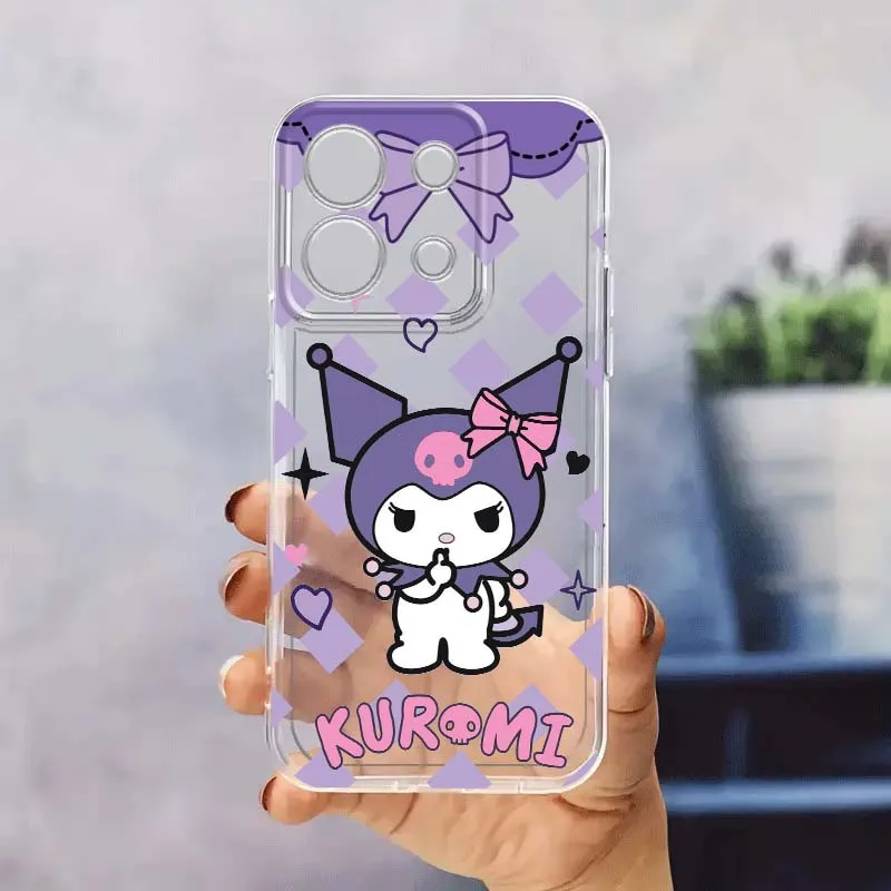 

Sanrio Kuromi Melody Cartoon Phone Case For Xiaomi Poco X6 X5 X4 X3 F6 F5 F4 F3 Pro 5G Translucent