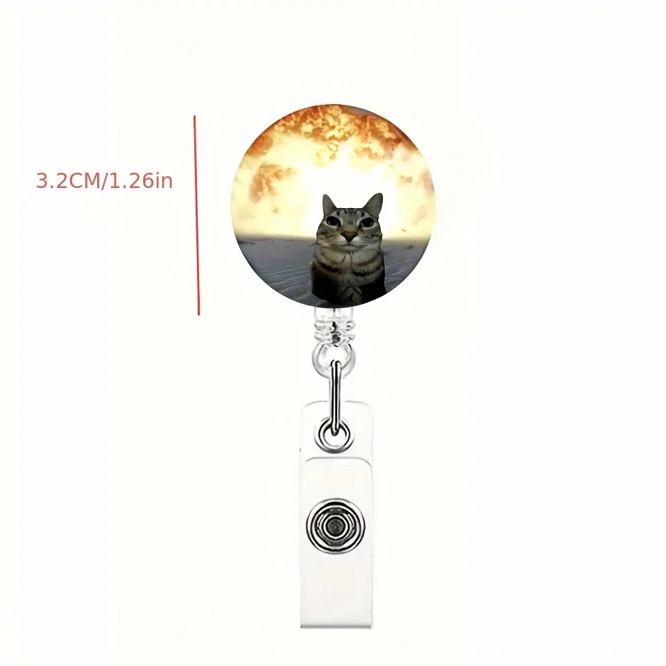 1 قطعة بكرة شارة قابلة للسحب على شكل قطة لطيفة مع مشبك معدني، 360 درجة °   خطاف دوار للممرضات/المكتب/الشركات/المناسبات/عامل المكاتب