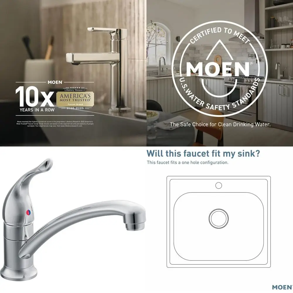 

Single Hole Low Arc Chrome Faucet, Chateau Style, Model 7423 for Kitchen Sink