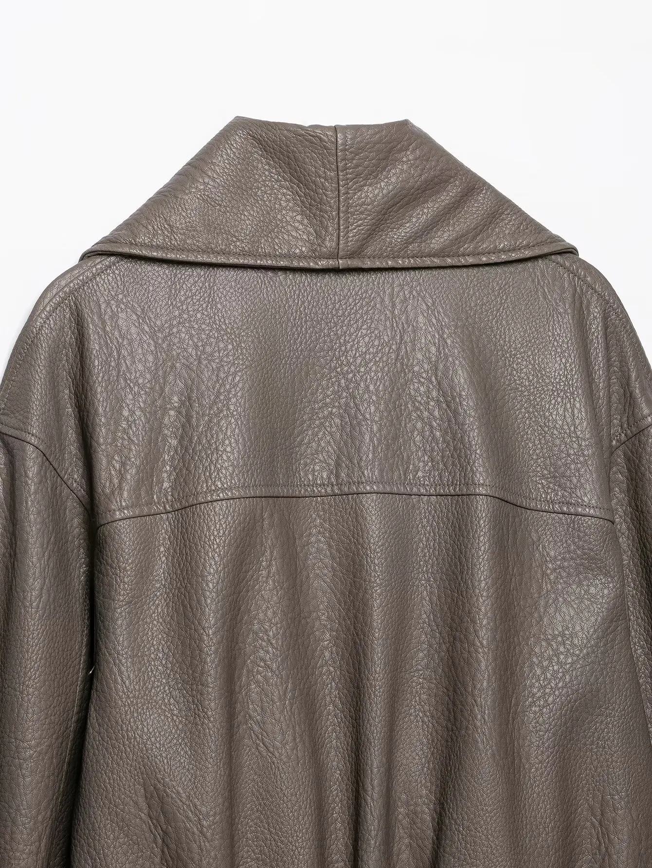 BSAY 2026 Herbst Minimalistische Vielseitige Kunstleder Damenjacke mit Schalkragen, Wickelfront, Geripptem Saum, Seitentaschen, Kurze Oberbekleidung – Detail 5