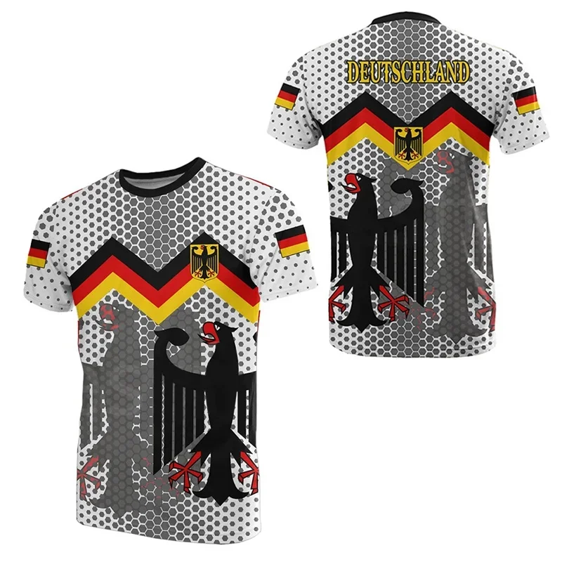 German Flag Print T Shirt For Men Fashion National Emblem Pattern Oversized T-shirts Casual O-neck Short Sleeve Tops Summer Tees