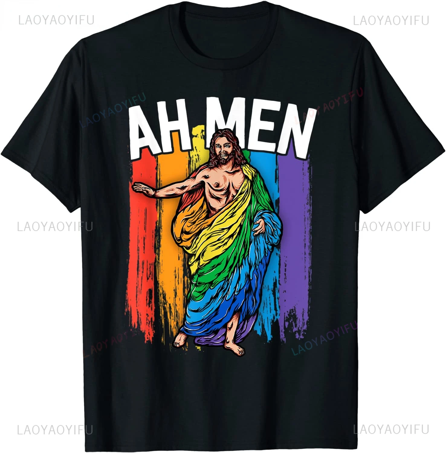 Jesus A Man Fashion Summer  Pride Flag Lesbian Bi Trans Queer Cool Gift Printed T-shirt Women Male KINDNESS PEACE EQUALITY LOVE