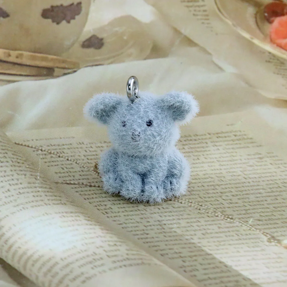 

5Pcs Flocked Koala Pendant DIY Resin Cute Animal Bag Phone Keychain Accessories