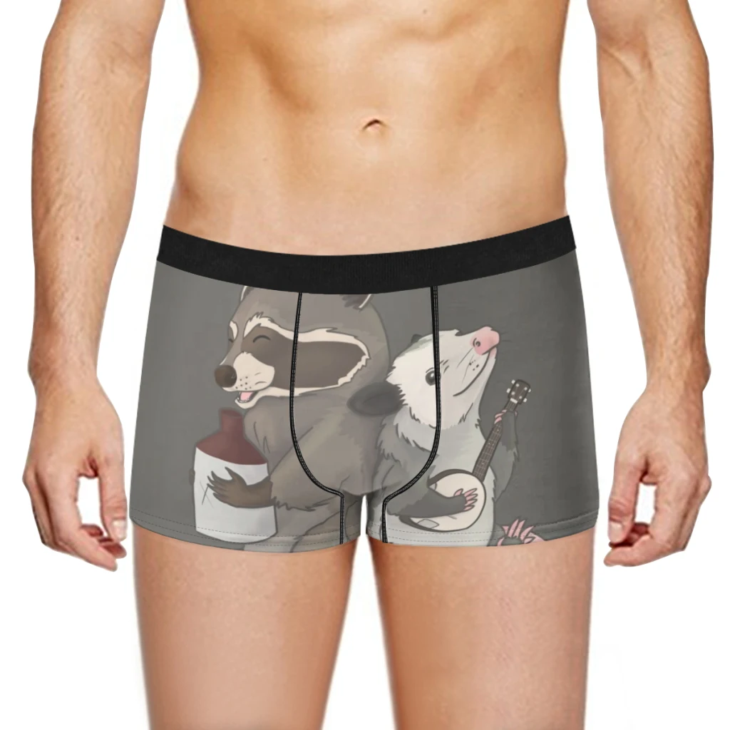 Opossum and a Racoon playing instruments Men Underpants Man Breathable  Boxer Shorts Men's Panties Underwear Gift